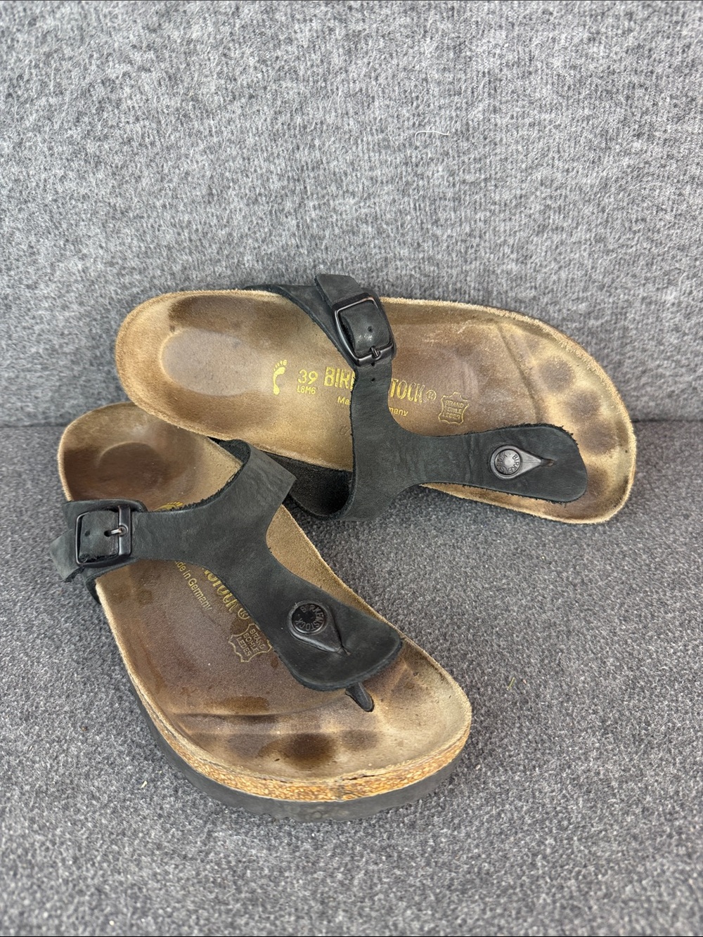 Birkenstock Black Gizeh-Style Thong Sandals L8|M6 EU39